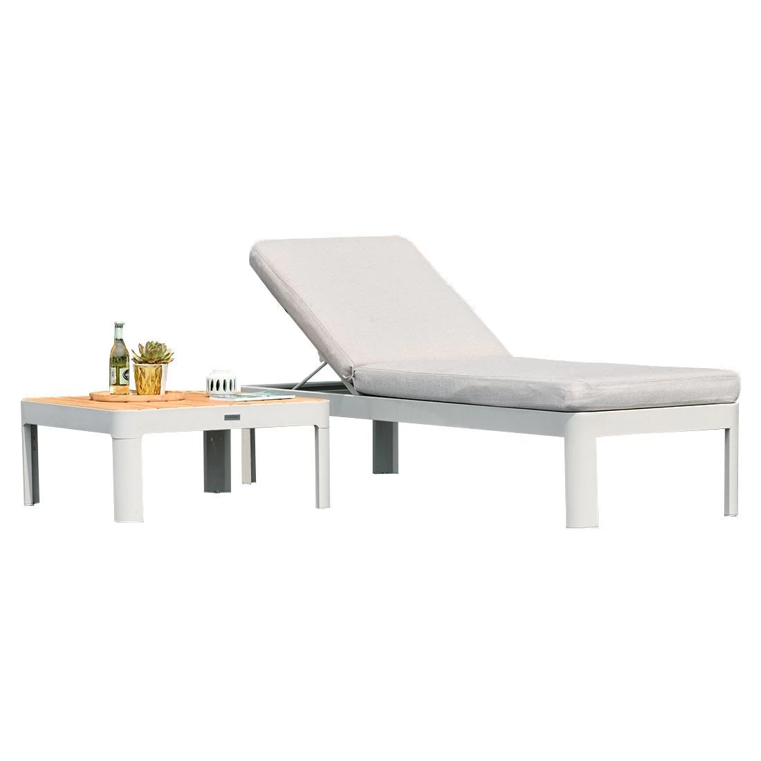 LifestyleGarden Portals Gartenliege Aluminium/Olefin Tisch 72x72cm Korallensand-Matt/Pergament 2 LifestyleGarden Portals Gartenliege Aluminium/Olefin Tisch 72x72cm Korallensand-Matt/Pergament – Bild 2