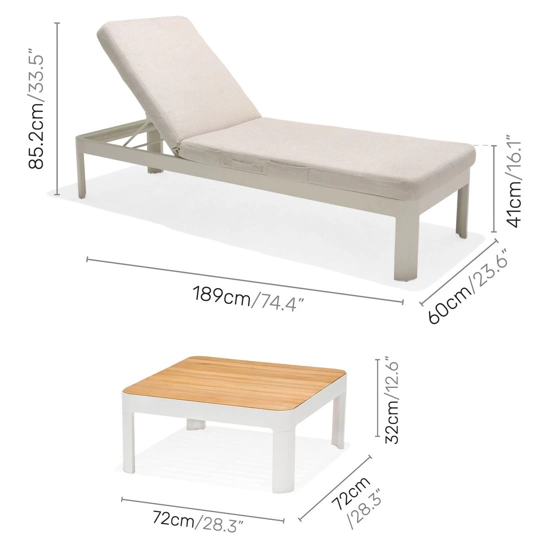 LifestyleGarden Portals Gartenliege Aluminium/Olefin Tisch 72x72cm Korallensand-Matt/Pergament 3 LifestyleGarden Portals Gartenliege Aluminium/Olefin Tisch 72x72cm Korallensand-Matt/Pergament – Bild 3