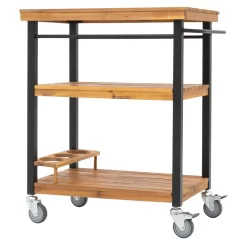 OUTLIV. Bern Servierwagen 66x43x80cm Stahl/Akazie Schwarz/Natur -Gartenmöbel Store outliv ko tao servierwagen 66x43x80cm stahl akazie 1343136 3