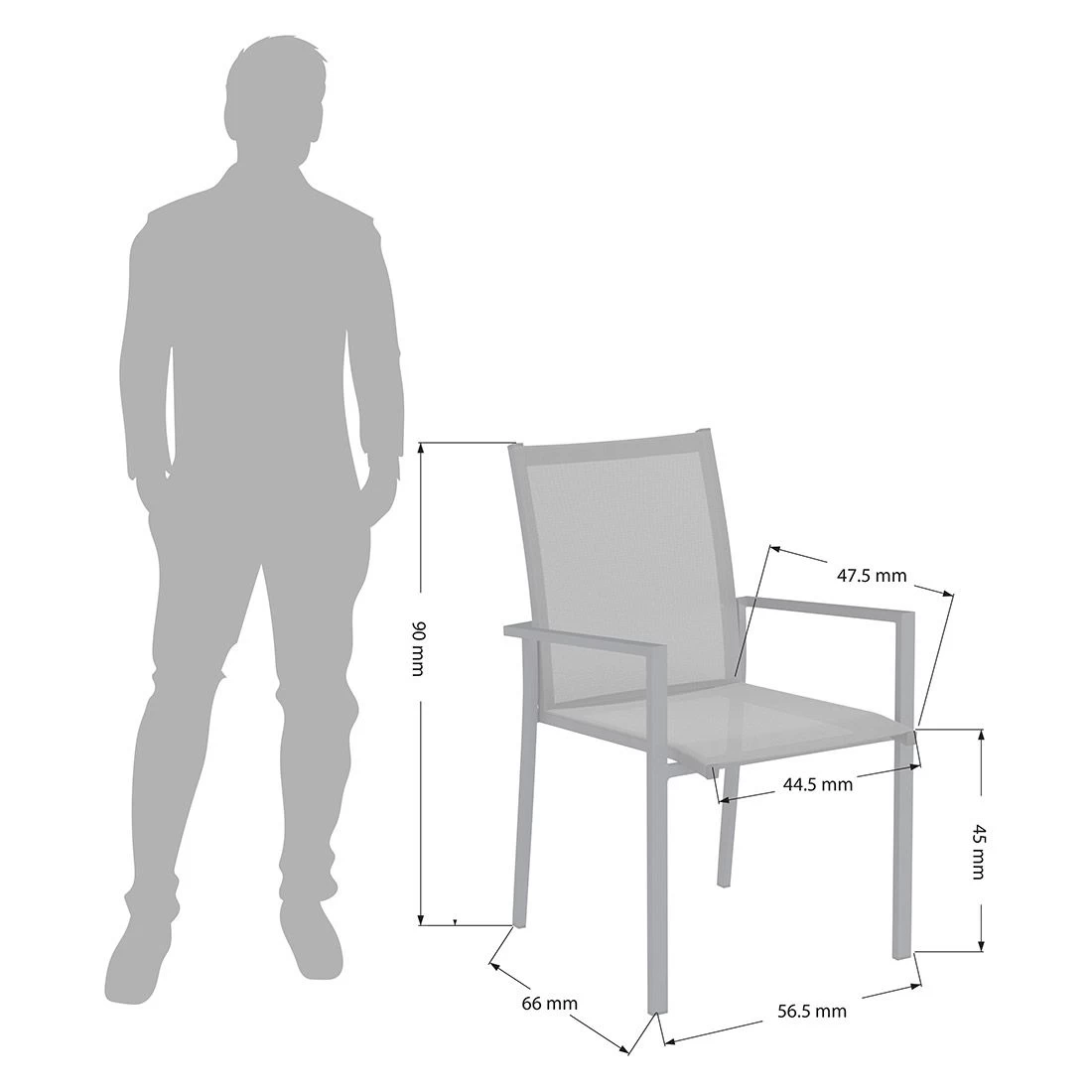 OUTLIV. Kobe Stapelsessel Aluminium/Textilene Anthrazit 10 OUTLIV. Kobe Stapelsessel Aluminium/Textilene Anthrazit – Bild 10