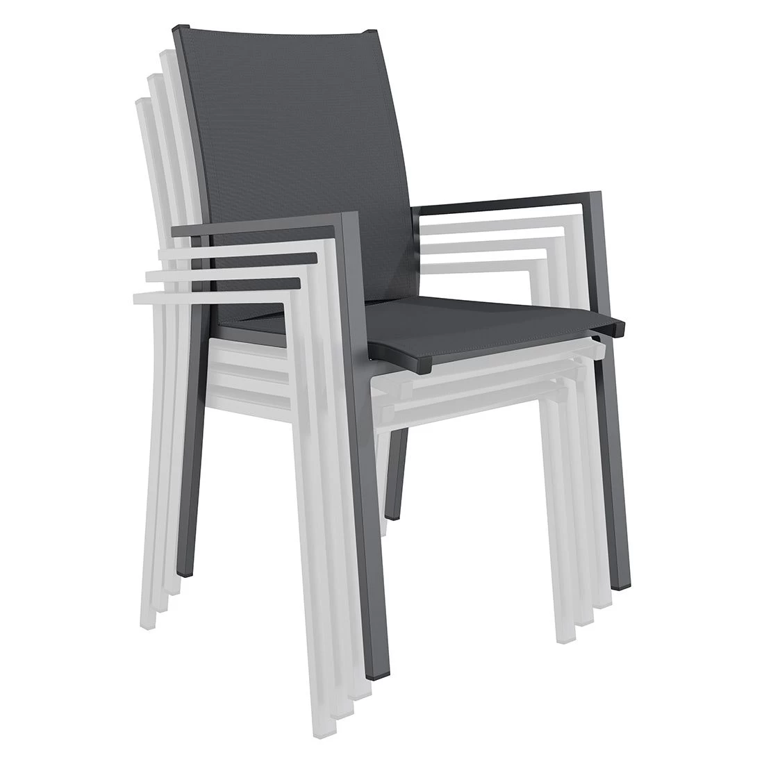 OUTLIV. Kobe Stapelsessel Aluminium/Textilene Anthrazit 7 OUTLIV. Kobe Stapelsessel Aluminium/Textilene Anthrazit – Bild 7