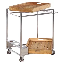 OUTLIV. Oro Servierwagen Teak Recycelt Silber/Natur -Gartenmöbel Store outliv oro servierwagen edelstahl teak recycelt silber braun 1323083 2