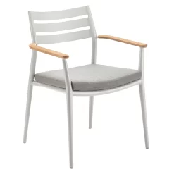 Solpuri Pia Stapelsessel Aluminium/Teak Inkl. Kissen White/Natur