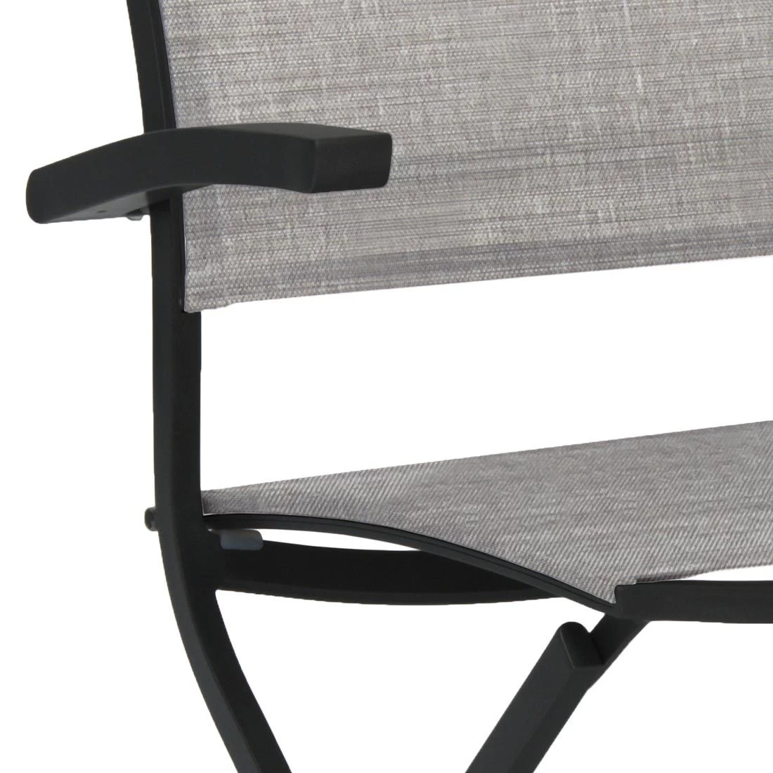 Stern Camillo Balkonklappsessel Aluminium/Textilene Schwarz Matt/Leinen Grau 2 Stern Camillo Balkonklappsessel Aluminium/Textilene Schwarz Matt/Leinen Grau – Bild 2