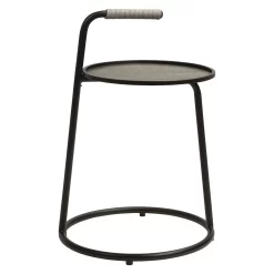 Stern Edi Beistelltisch 48x48 Cm Aluminium/Textilene Schwarz Matt/Leinen Grau