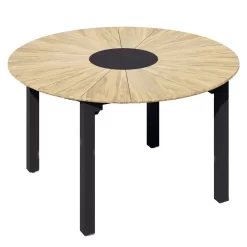 Zebra Catax Ausziehtisch 135/185x135cm Edelstahl/Teak Graphit/Natur