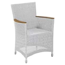 Zebra Loomus Diningsessel Geflecht Mit Teakarmlehnen Silkwhite